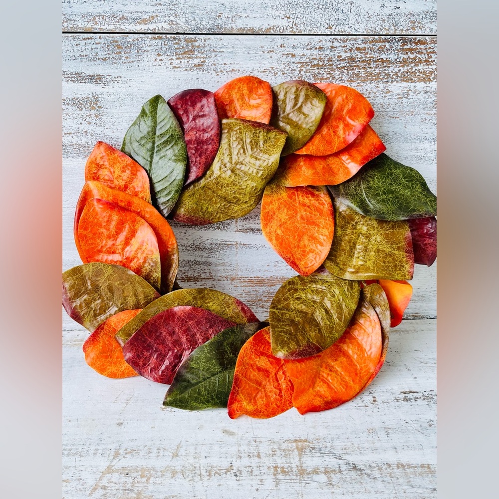 *Fall Magnolia Leaves Wreath, 14” - Picture 10 of 11